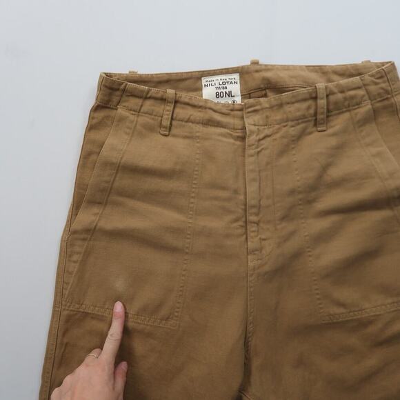Nili Lotan Luna Linen Blend Pants Size 6 Tan Brown Drop Crotch Baggy Trousers - Picture 8 of 14